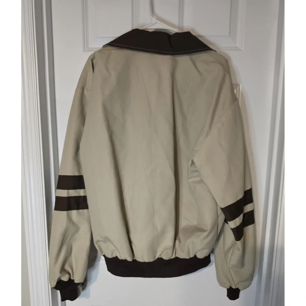 Vintage Cal-Jac Jacket Mens L 44 Tan Brown Bomber Made USA 70s 80s Retro